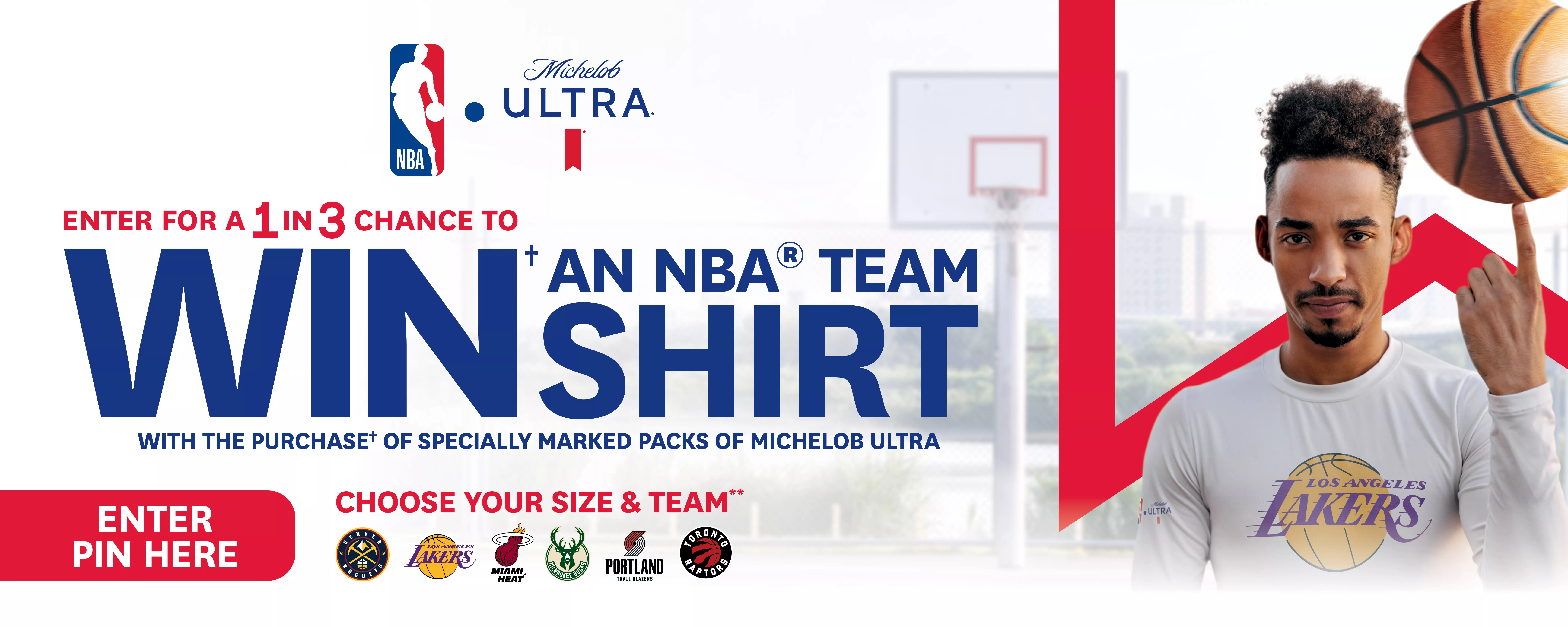 Enter to win a Michelob Ultra NBA team shirt