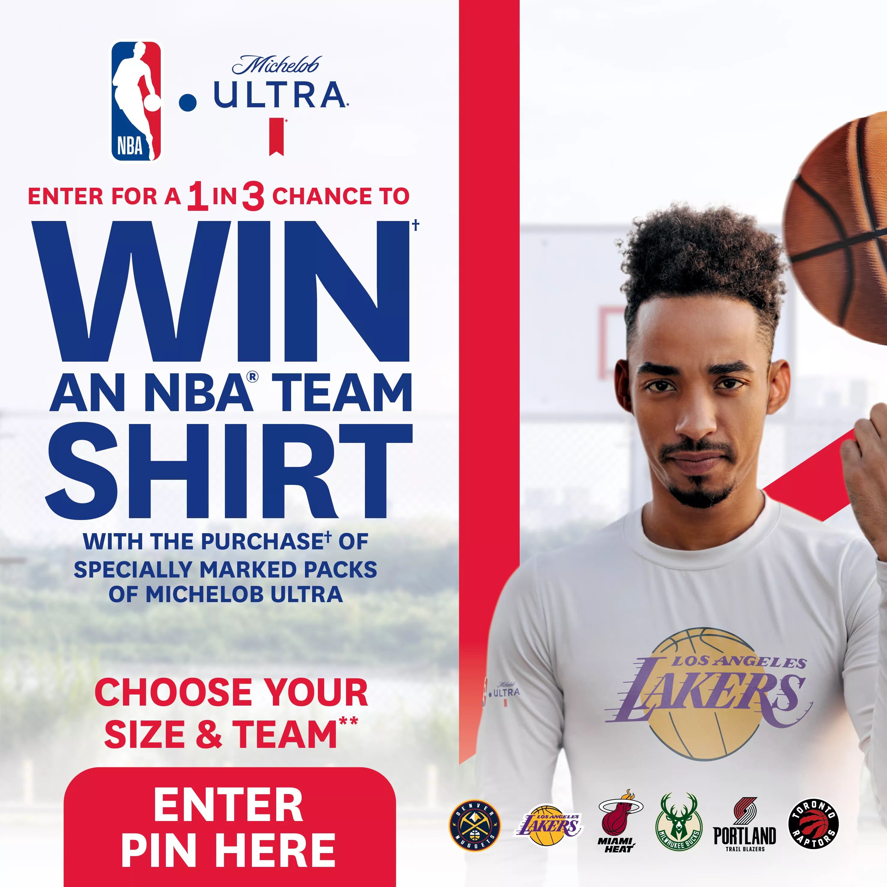 Enter to win a Michelob Ultra NBA team shirt